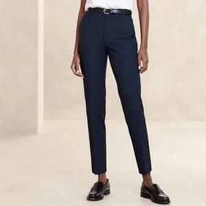 Banana Republic Sculpted Stretch Navy Trouser Pants 00 Petite